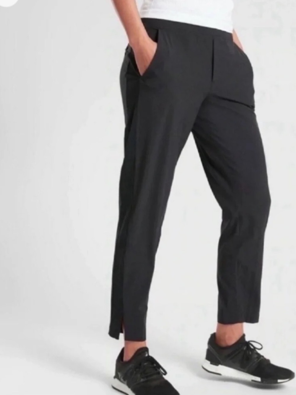 Athleta Brooklyn Ankle Tuxedo Pant Crop Black 12P